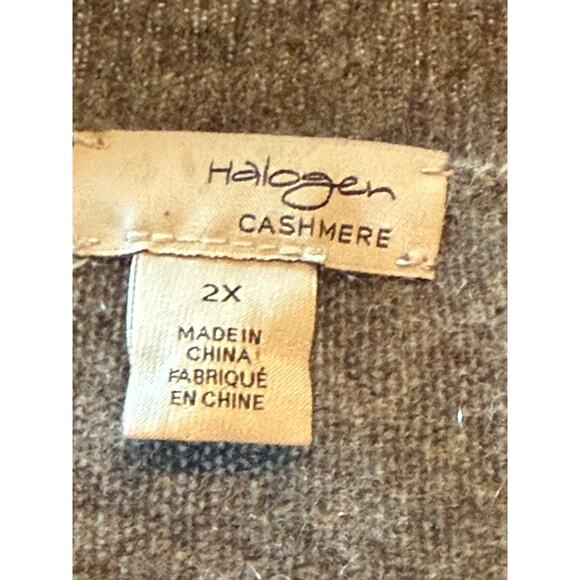 Halogen Cashmere Size 2X Rhinestone Beaded Sequin Stone Gray Sweater Hearts Eye - Picture 7 of 10